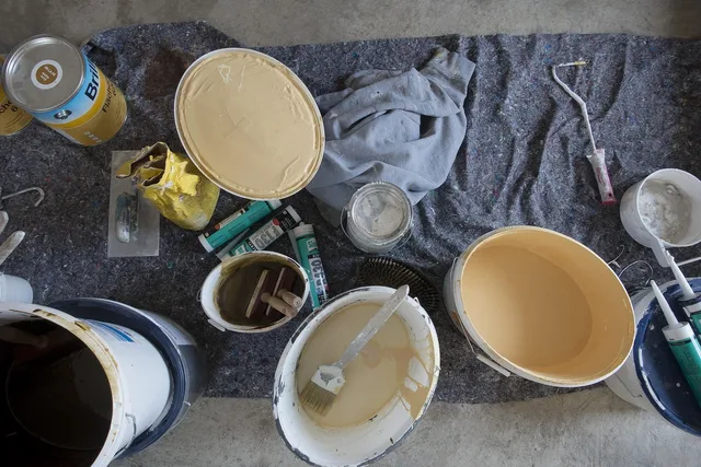 painter, colour, wall paint, bucket, paint brush. What It Costs to Paint a Bedroom: Walls, Ceiling and Trim