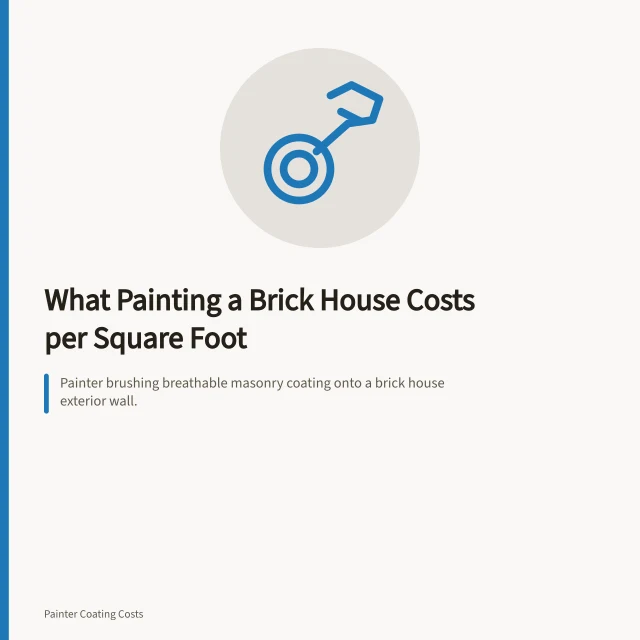 Painter brushing breathable masonry coating onto a brick house exterior wall. What Painting a Brick House Costs per Square Foot