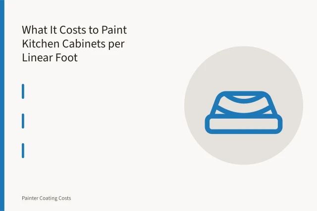 Painter spray-finishing a kitchen cabinet door with an HVLP spray gun. What It Costs to Paint Kitchen Cabinets per Linear Foot