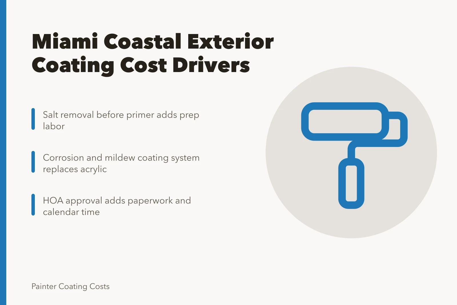 Coastal exterior coating cost factors: salt prep, corrosion products, HOA approval. How Miami salt air and HOA rules shape exterior coating costs