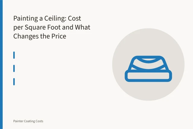 Painter rolling white ceiling paint overhead with an extension pole in an empty room. Painting a Ceiling: Cost per Square Foot and What Changes the Price