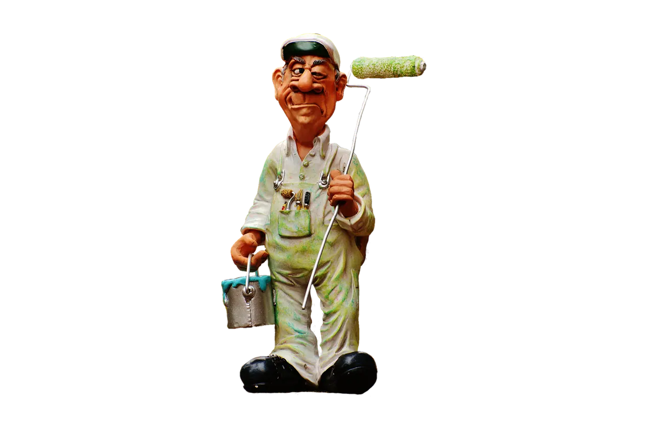 figure, painter, job, decoration, fun, cute, work, painting, house painter, painting work, craft, to brush, renovate, isolated, exemption, cutting out, cut out, painter, painter, p
