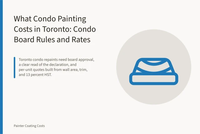 Painter rolling fresh paint onto an interior condo wall with drop cloths and tape. What Condo Painting Costs in Toronto: Condo Board Rules and Rates