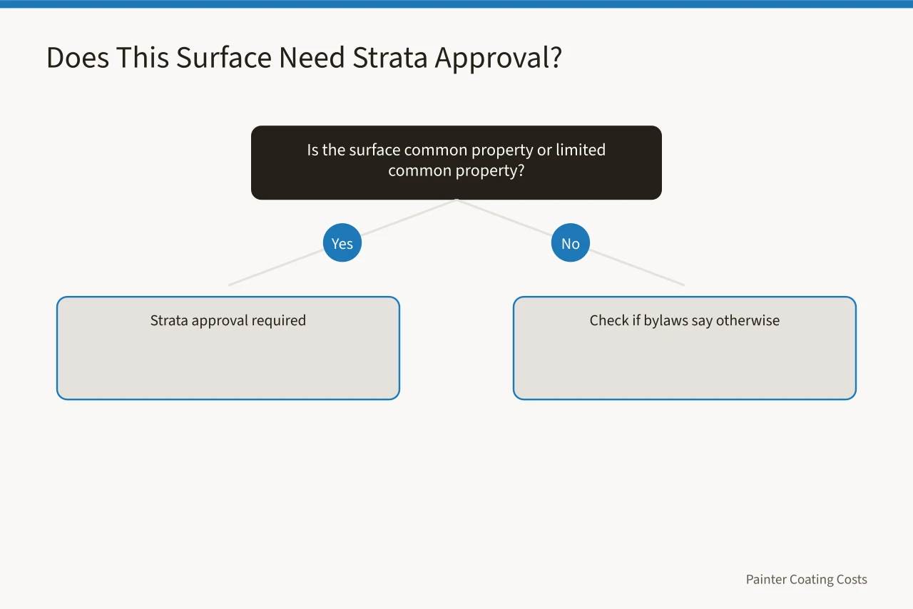 Decision flow for strata approval on common and limited common property (What Condo Painting Costs in Vancouver: Strata Rules and Rates)