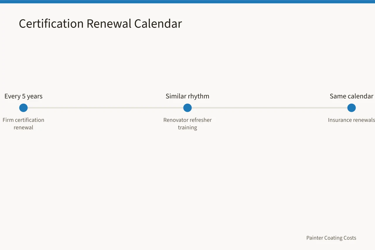 Timeline of firm certification and renovator training renewals (EPA RRP lead-safe rules and your painting estimate in older US housing)