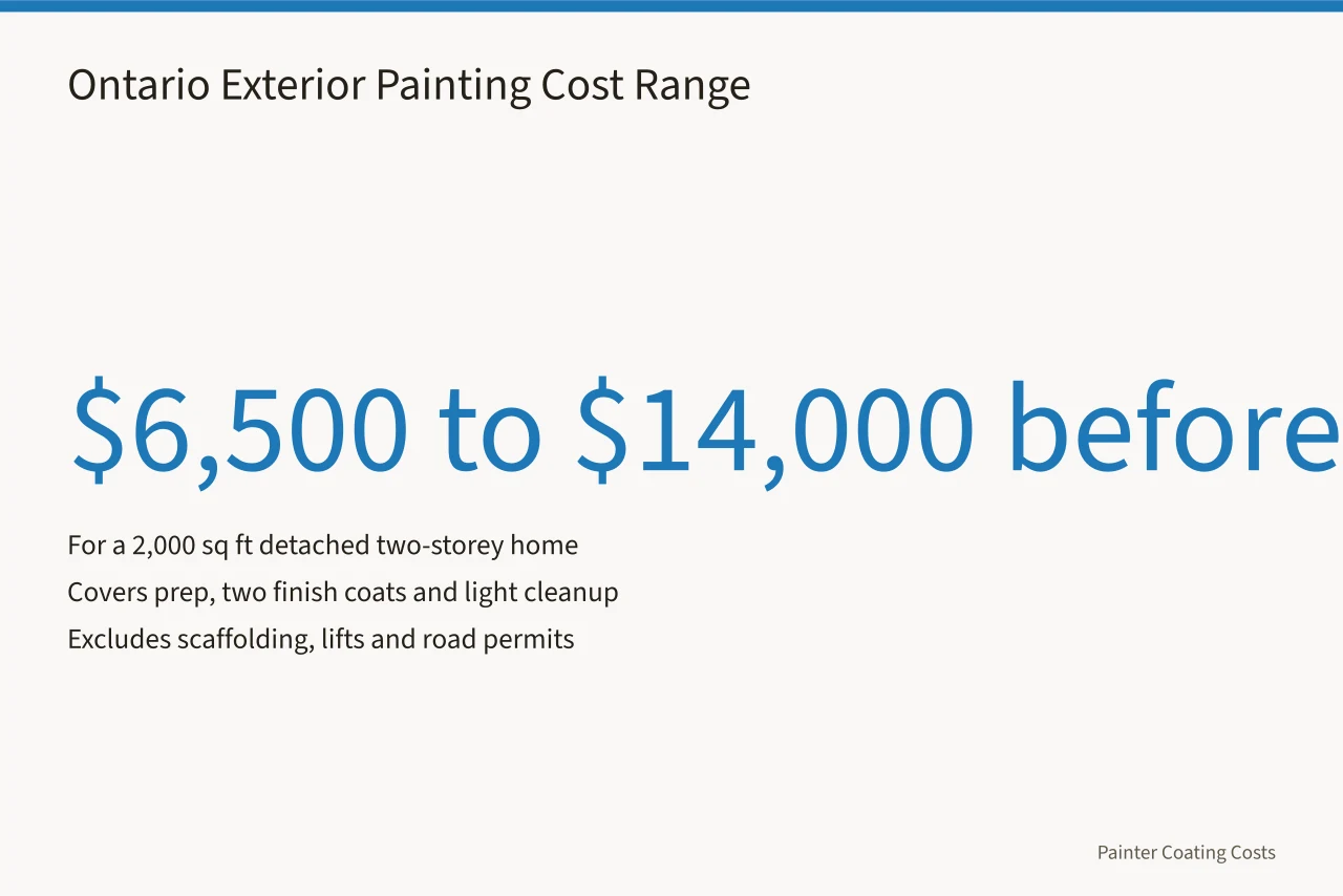 Cost range for painting a 2,000 sq ft Ontario home (How Much Does Exterior House Painting Cost in Ontario?)