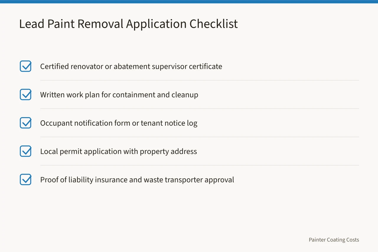 Checklist of documents needed for a lead paint removal permit (Lead Paint Removal Cost per Square Foot for Older Homes)