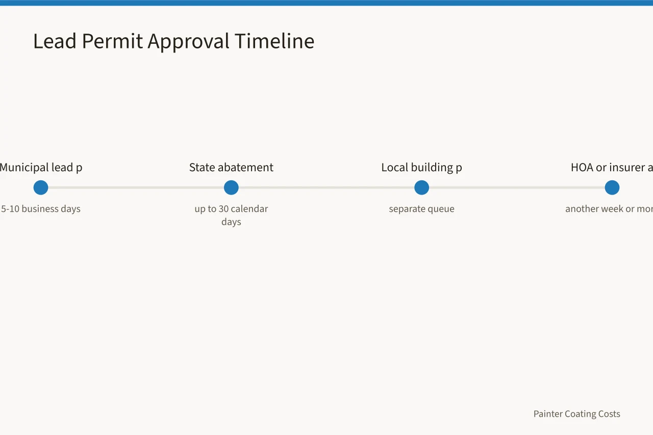 Timeline showing approval times for municipal, state, and private lead permits (Lead Paint Removal Cost per Square Foot for Older Homes)
