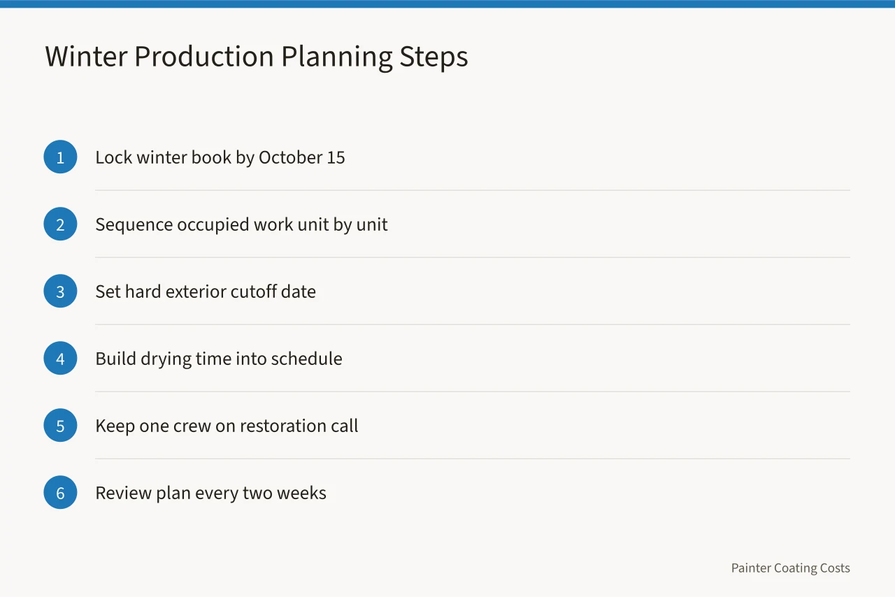 Six-step checklist for planning winter painting production (Where does winter interior painting work come from in Minneapolis and Chicago?)