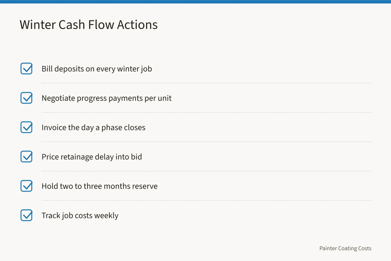 Checklist of winter cash flow practices for painting contractors (Where does winter interior painting work come from in Minneapolis and Chicago?)